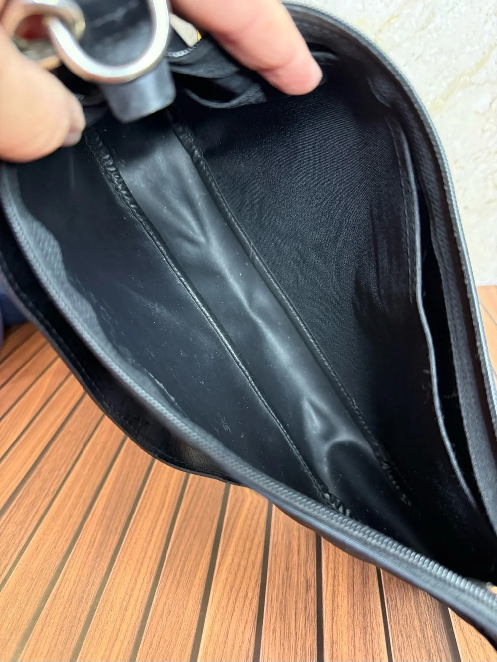 Longchamp Black Nylon Leather Hobo Shoulder Bag Silver Hardware